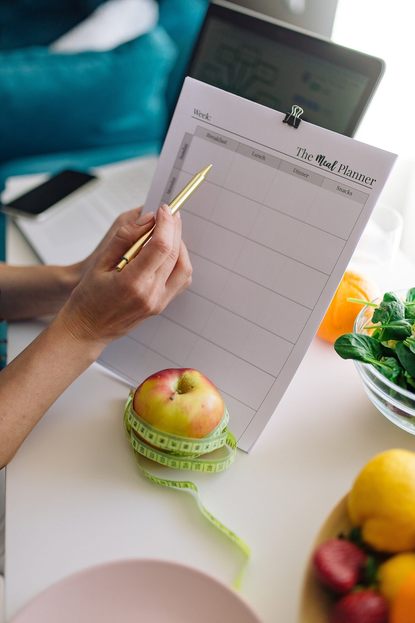 File:Meal planning activity at home with fresh produce and a weekly planner on the table.jpg